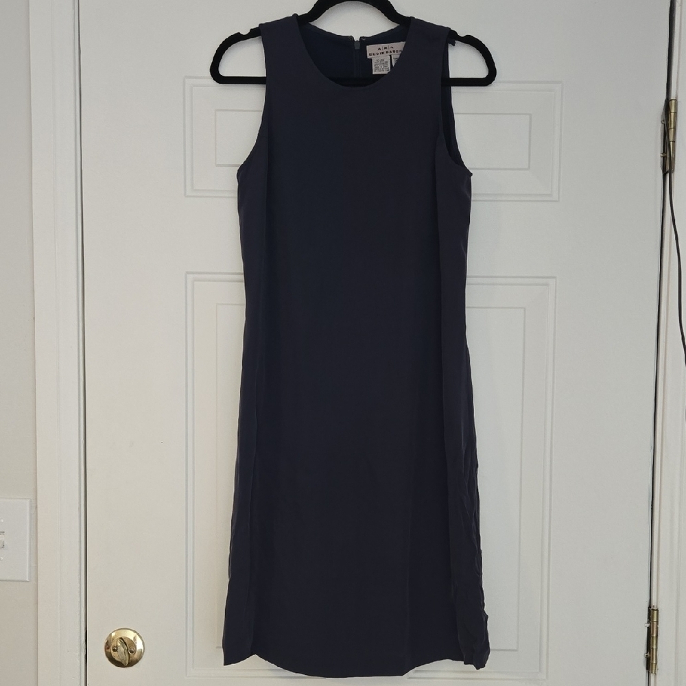 Eddie Bauer Classic Silk Navy Midi Dress